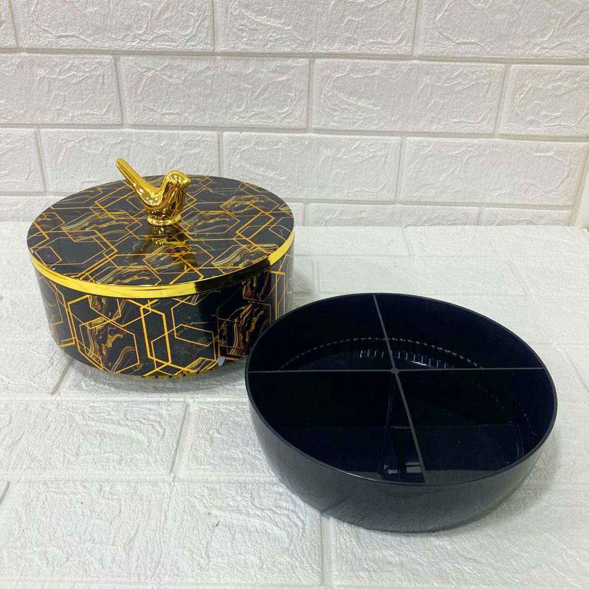 Rishabh Spectra Revolve 4 Multipurpose Serving Set with Golden Bird Handle