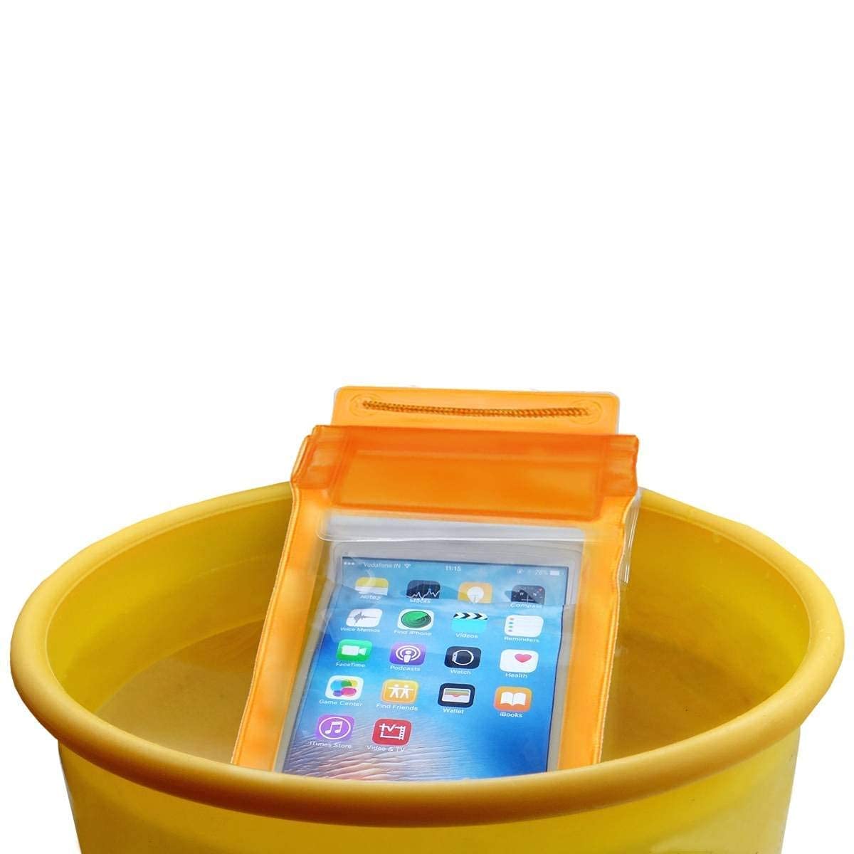 Waterproof Sealed Transparent Mobile Bag Cover for Protection in rain & Swimming Fits for Any Android Universal Size Mobile Phone Multicolored
