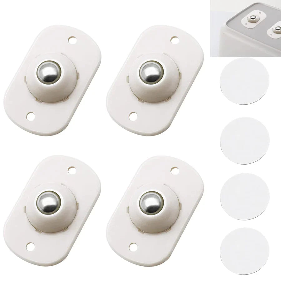 4Pcs Self Adhesive Mini Swivel Casters Wheels,Universal Wheels at The Bottom of The Storage Box, Swivel Caster Wheels 360 Degree Rotation Pulley for Furniture Various Storage Boxes