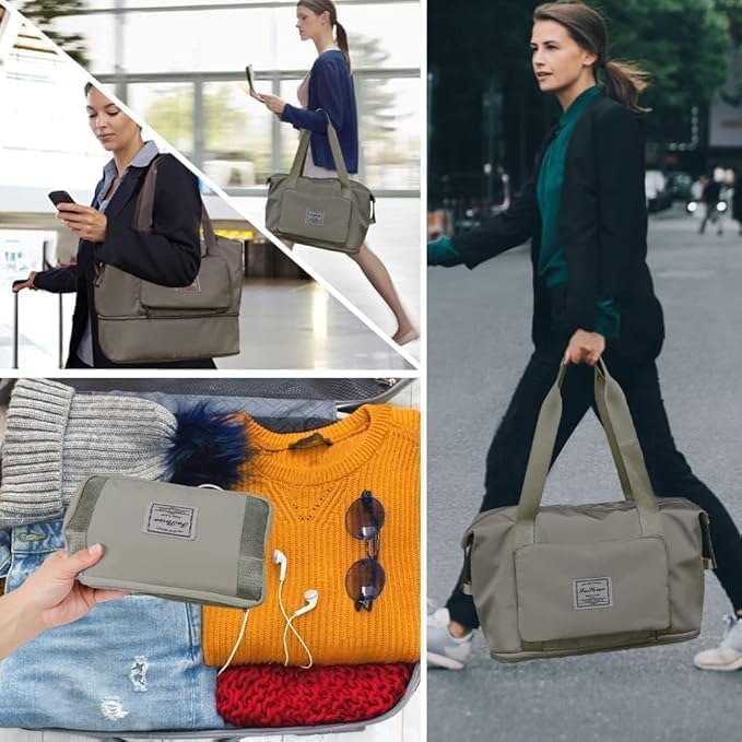 TLBS Foldable Travel Duffel Bag, Large Capacity Folding Travel Bag, Travel Lightweight Waterproof Carry Bag (40 x 23 x 45cm (Multi Colour)