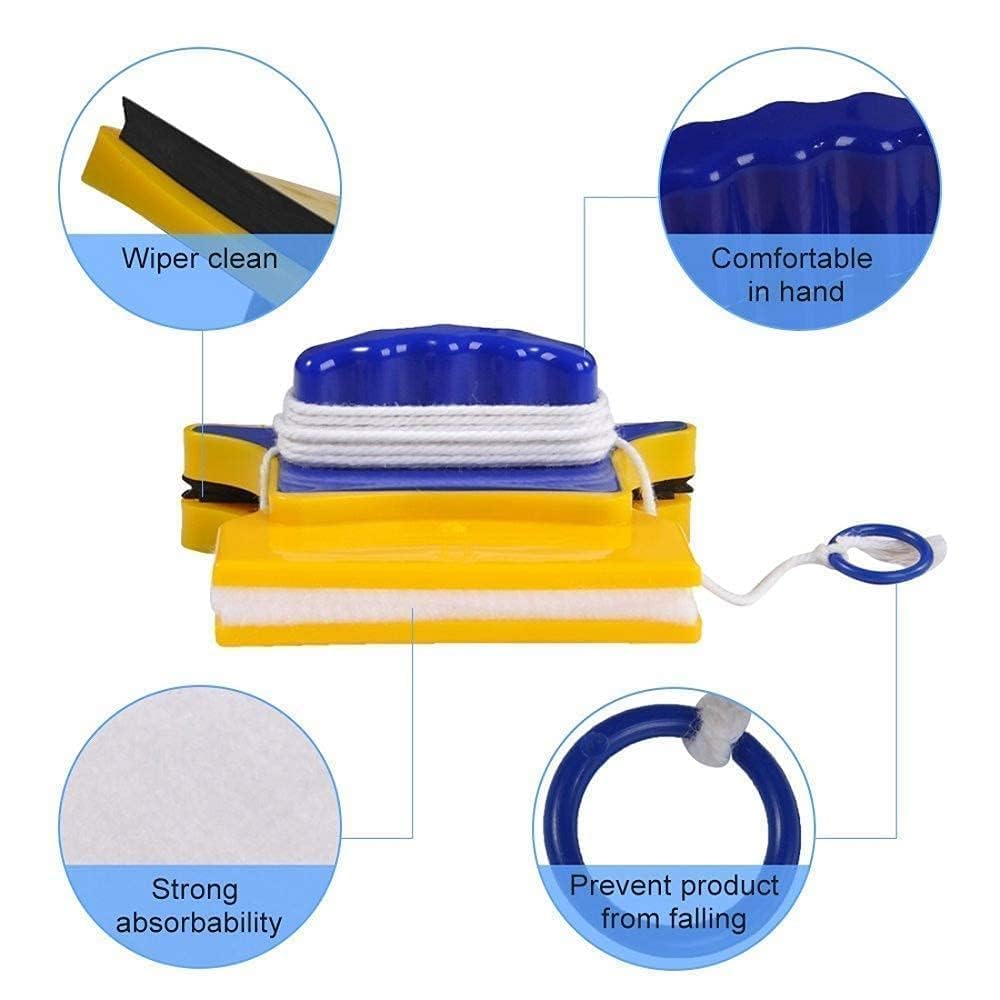 Window Cleaner Double-Side Glazed Two Sided Glass Cleaner Wiper with 2 Extra Cleaning Cotton Cleaner Squeegee Washing Equipment
