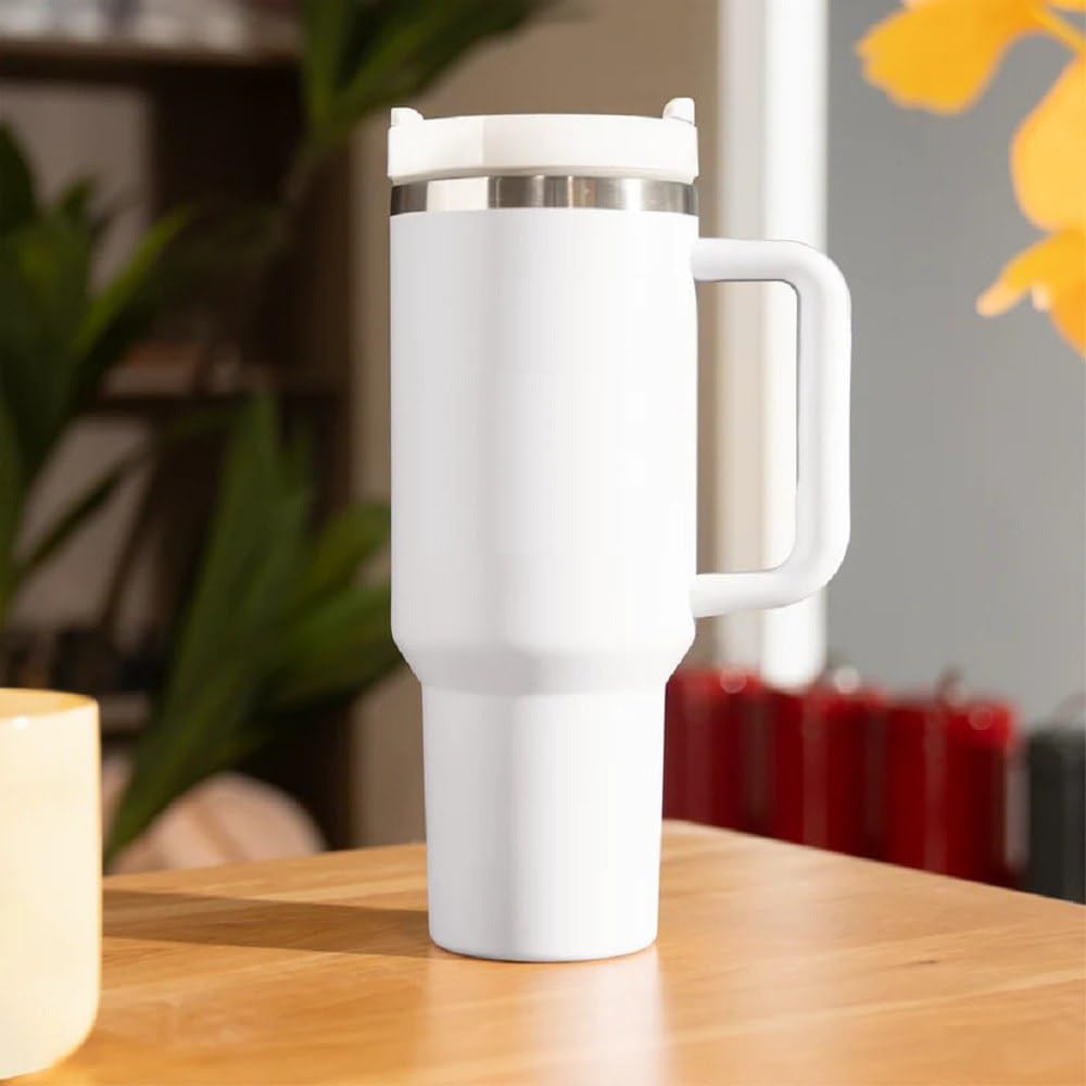 Reusable 1200ML Vacuum Flask Water Bottle Outdoor Sport Coffee Mugs Stainless Steel Tumbler with Handle and Straw (Multi color)