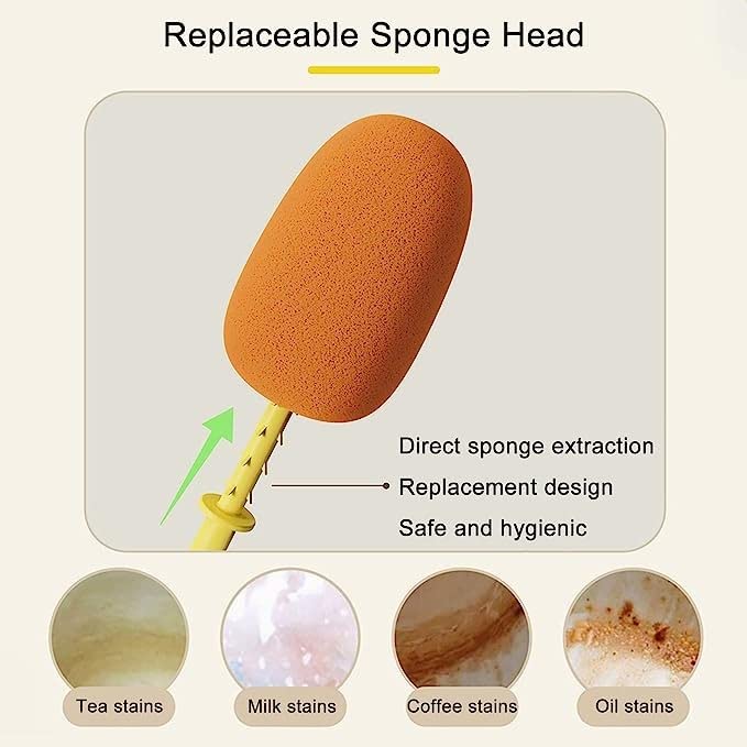 TLBS 3 in 1 Multi Bottle Cleaning Brush,Sponge Baby Bottle Brush, Cup Lid Gap Bottle Cleaner Brush Cleaning Brush, Multifunctional Cup Brush with Long Handle for Water Bottles, Tumblers