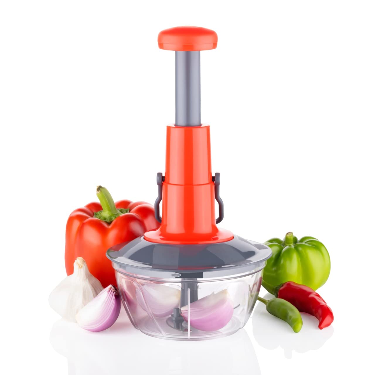 TLBS Manual Food Chopper - 4-Cup Capacity, Stainless Steel Blades, Easy Pull Cord, BPA-Free, Dishwasher Safe, Perfect for Chopping Vegetables, Fruits, Nuts