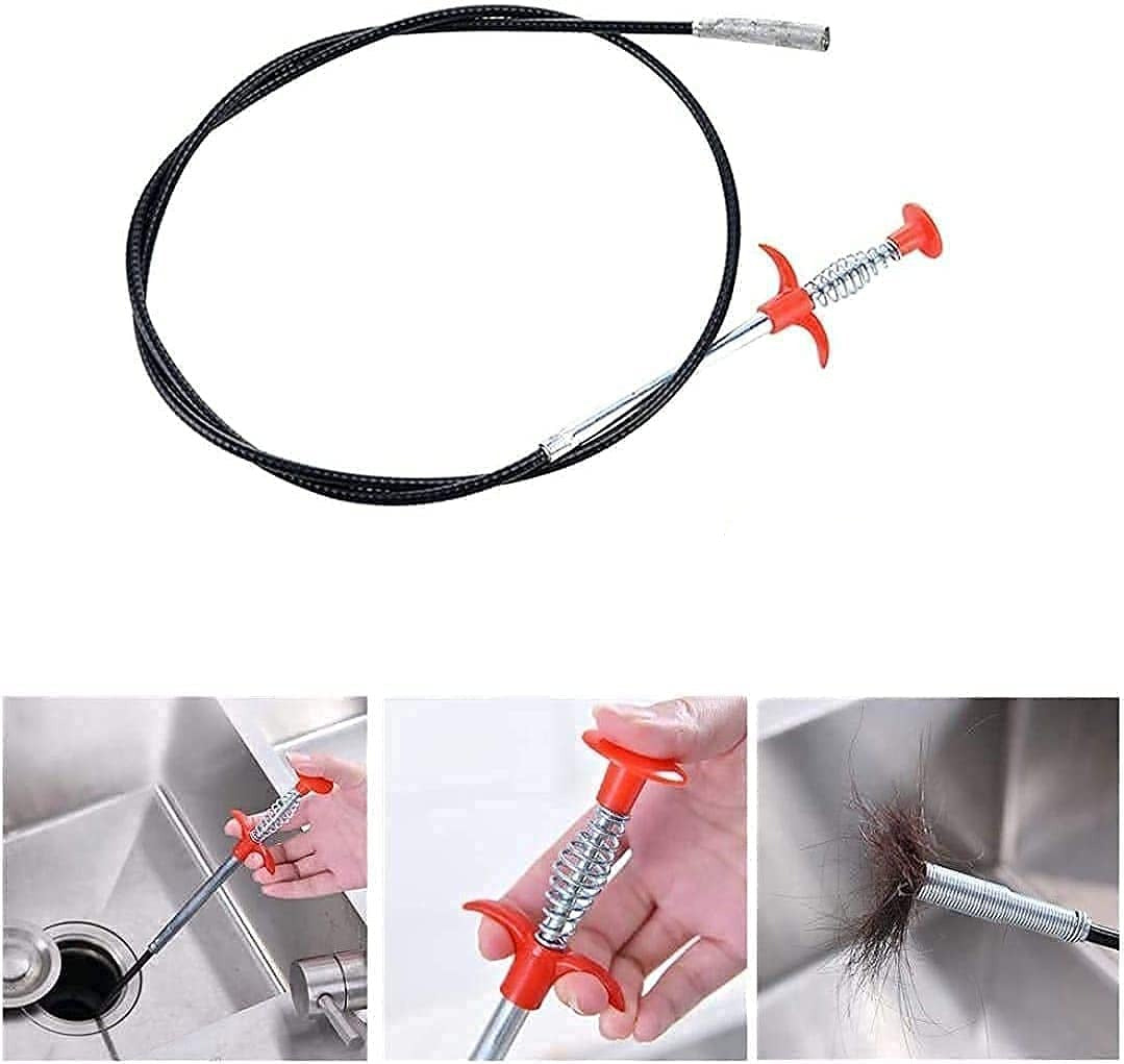 Metal Wire Brush Hand Kitchen Sink Cleaning Hook Sewer Dredging Device Spring Pipe Hair Dredging Tool