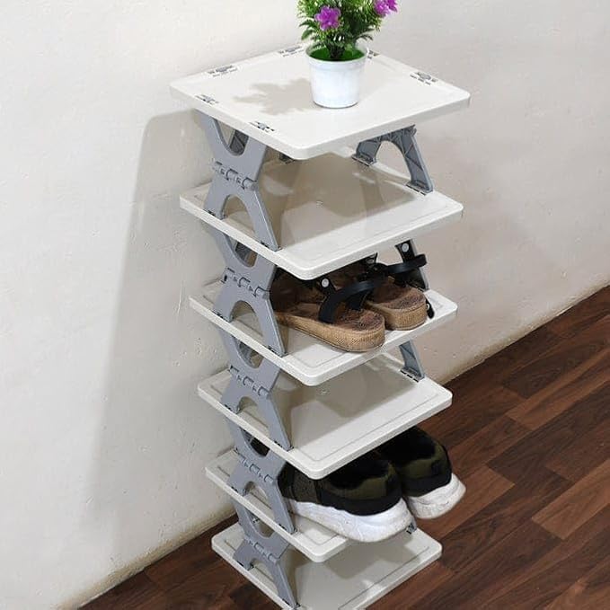 TLBS Shoe Rack, Layer Shoes Stand, Plastic Adjustable Shoe Rack, Folding, Easy Assembly and Stable in Structure