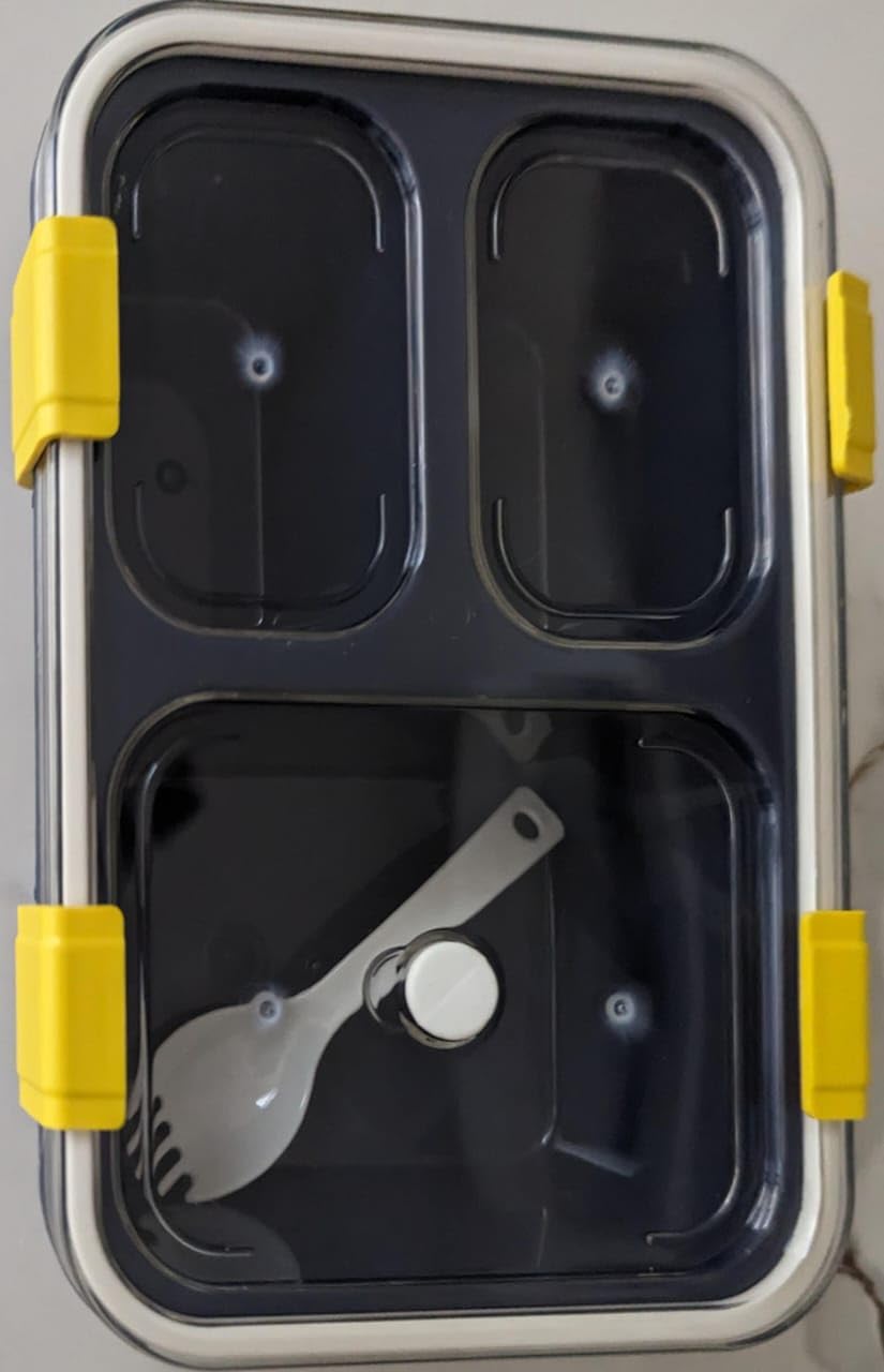 TLBS Lunch Box for Kids – 3 Compartment Insulated Lunch Box Plastic Tiffin Box for Boys, Girls, School & Office Men