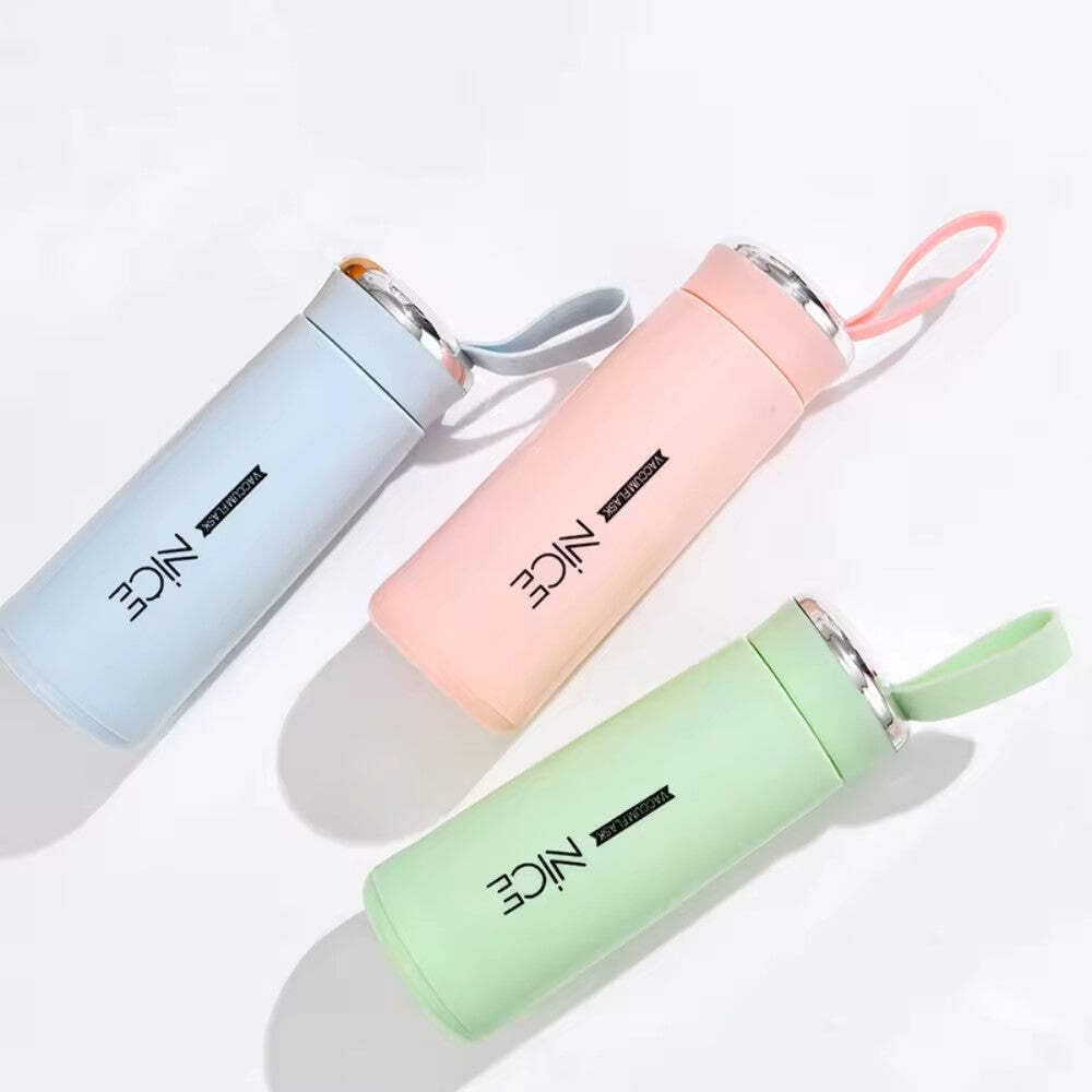 TLBS Glass water bottle 400ml Glass Water Bottle with silicone protection sleeve cover