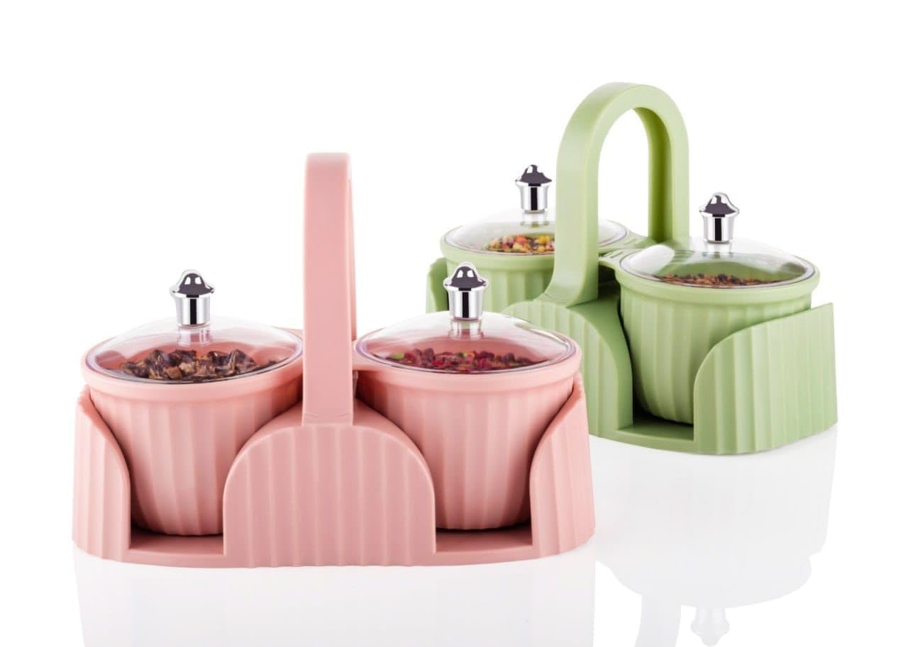 Marvella Multipurpose Dry Fruit Box 2 pc Jar Set Aachar Pickle Container Mukhwas Tray Dining Spice Stand Plastic Chocolate Mouth Freshener Sweets Masala Storage For Home kitchen Dining (Multi-Color)