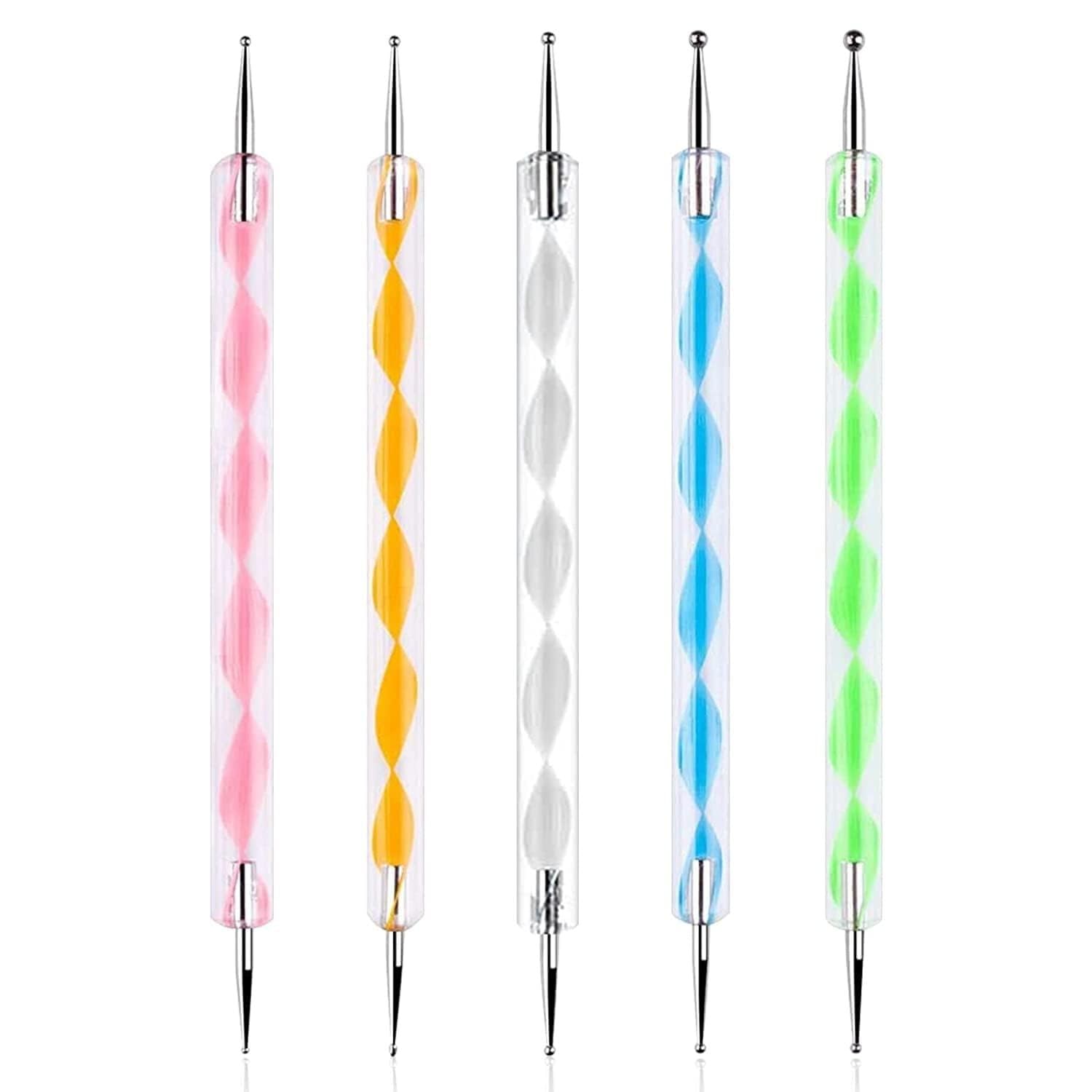TLBS 5 pieces Nail Art Dotting Marbleizing Tool Pen for Nail Decoration Stamping (Multicolour)