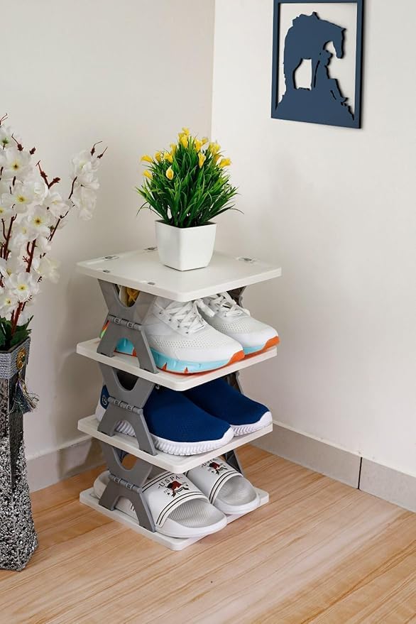 TLBS Shoe Rack, Layer Shoes Stand, Plastic Adjustable Shoe Rack, Folding, Easy Assembly and Stable in Structure