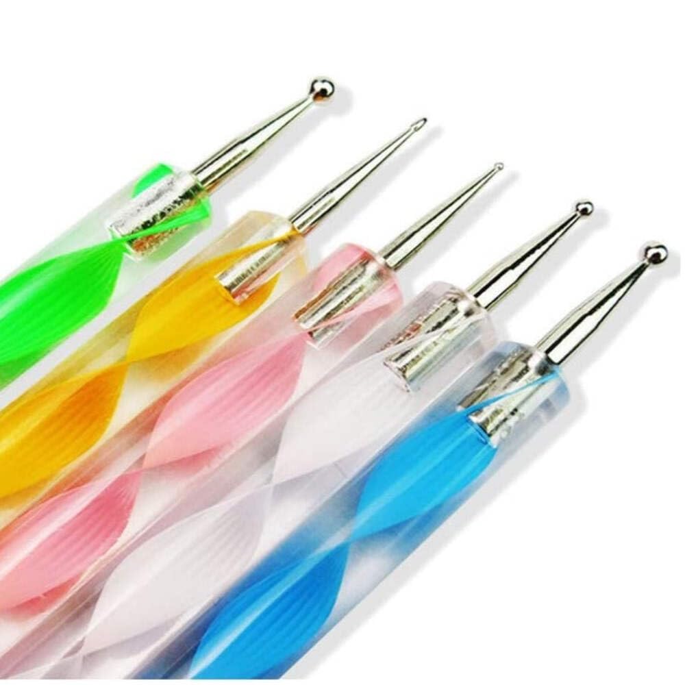 TLBS 5 pieces Nail Art Dotting Marbleizing Tool Pen for Nail Decoration Stamping (Multicolour)