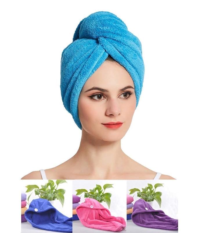 TLBS Hair Towel Wrap Absorbent Towel Hair-Drying Bathrobe Microfiber Bath Towel Hair Dry Cap Salon Towel