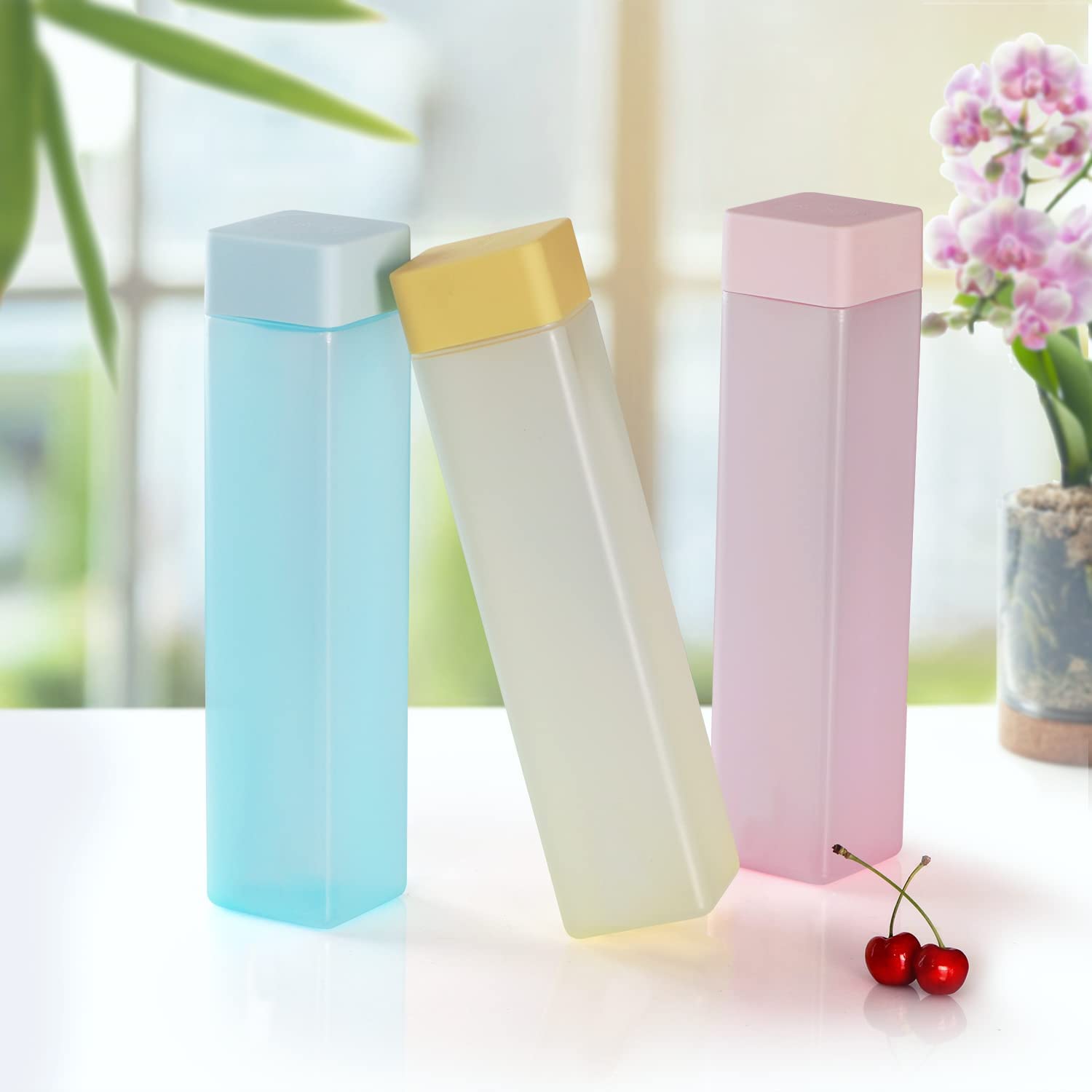 Square Water Bottle Gift Set (6 pieces) (Multicolour)