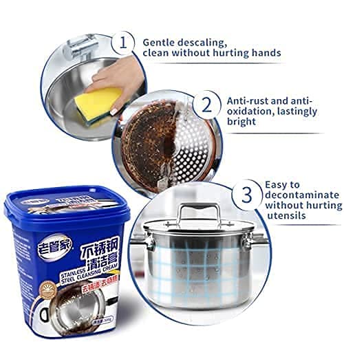 TLBS Quickly Cleans Cookware Surfaces Oven & Cookware Cleaner Stainless Steel Cleaning Paste Remove Stains from Pots Pans Multi-Purpose Cleaner & Polish Removes Household Clean - 400 gm