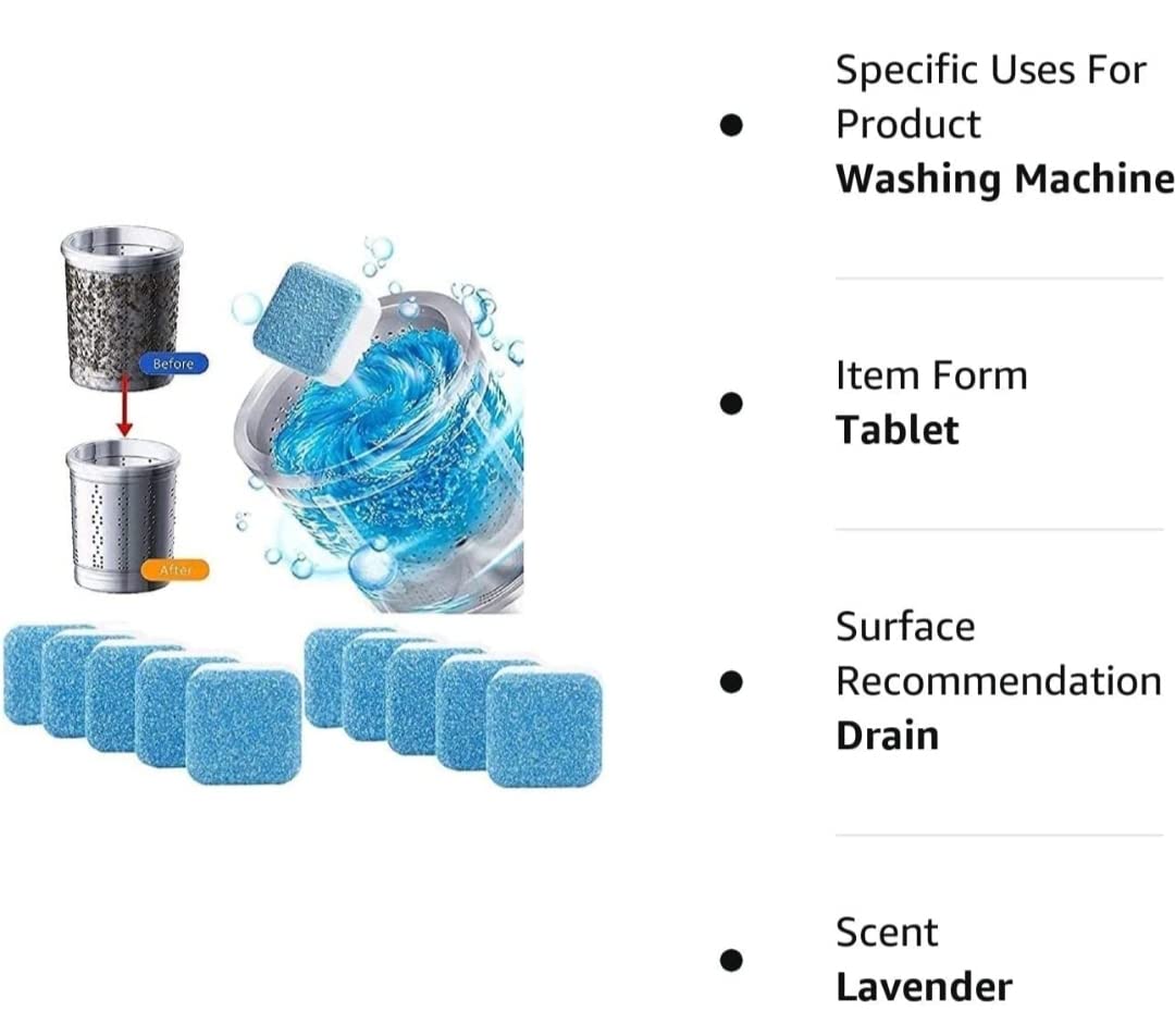 Washing Machine Cleaner Tablet, Descaler Powder for Top Load, Front Load, Fully Automatic, Deep Cleaner, Tub Cleaner, Drum Stain Cleaner