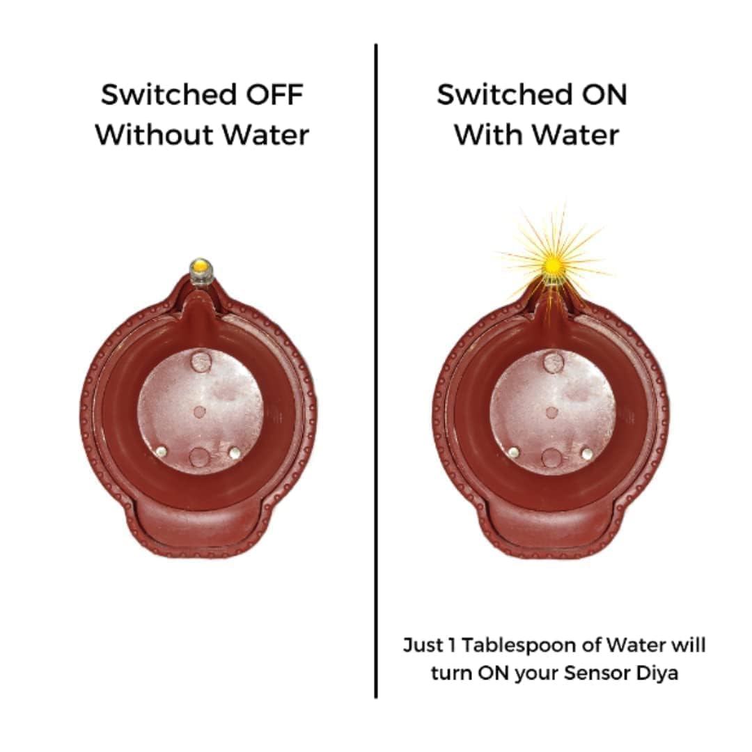Water Sensor LED Diyas Candle with Water Sensing Technology E-Diya, Warm Orange Ambient Lights, Battery Operated