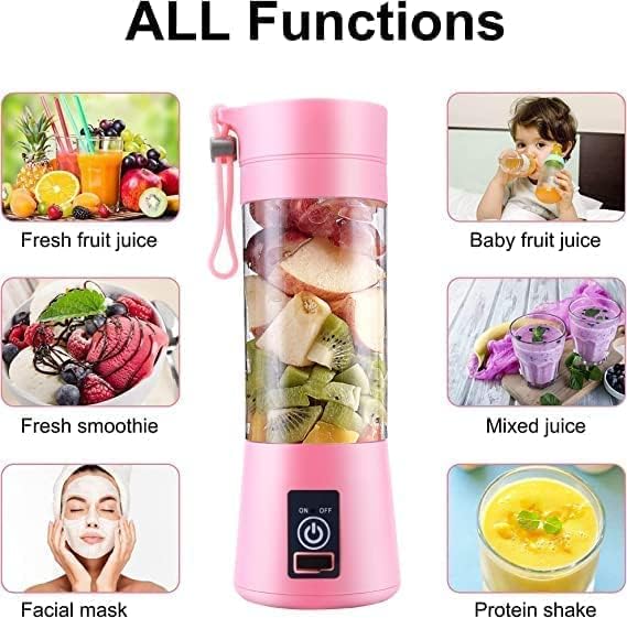 TLBS 6 Blades Juicer Rechargeable Portable Electric USB Juicer Bottle Blender for Making Juice,Travel Juicer for Fruits and Vegetables,Juice Maker Machine (Multicolour)