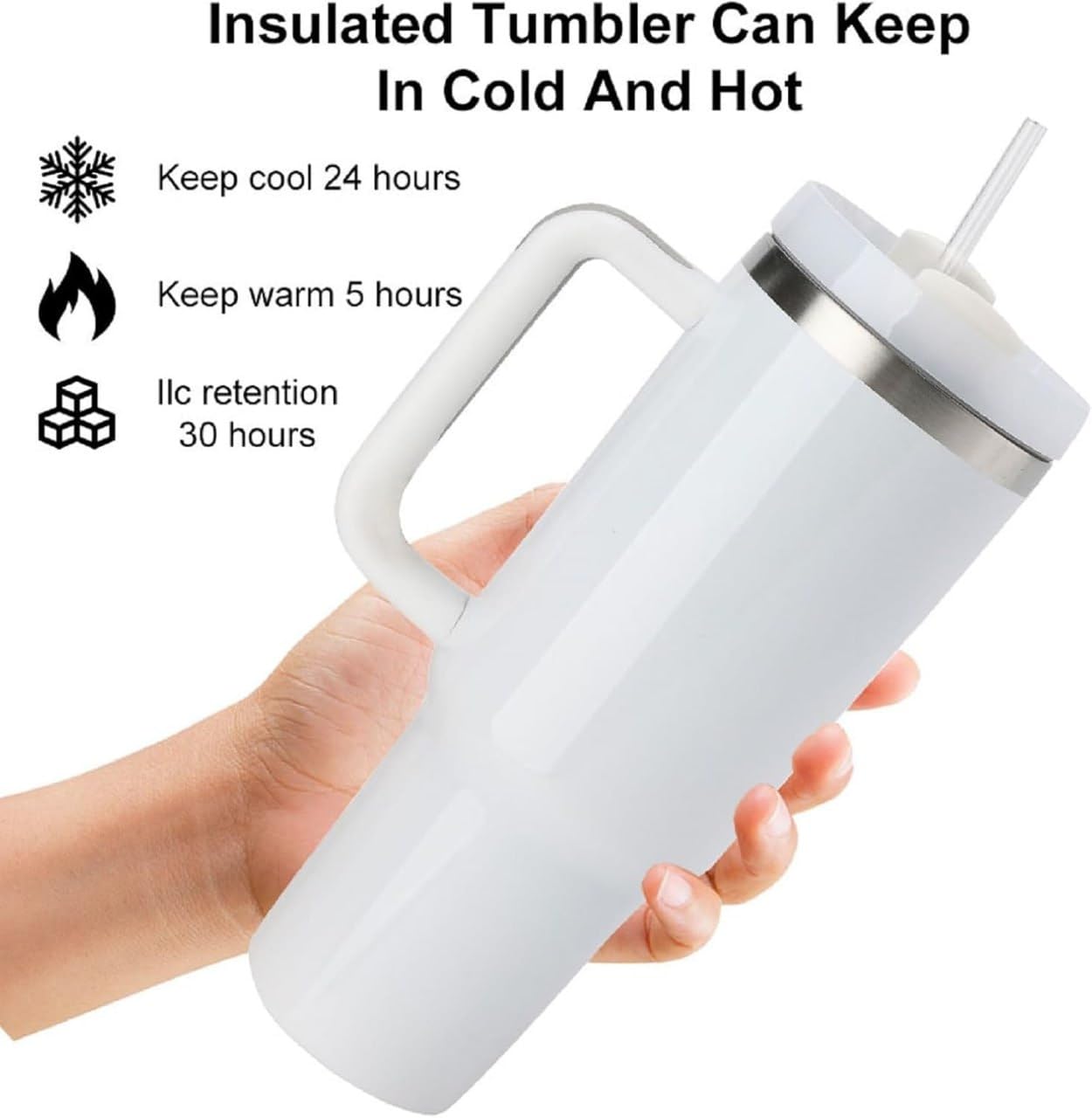 Reusable 1200ML Vacuum Flask Water Bottle Outdoor Sport Coffee Mugs Stainless Steel Tumbler with Handle and Straw (Multi color)