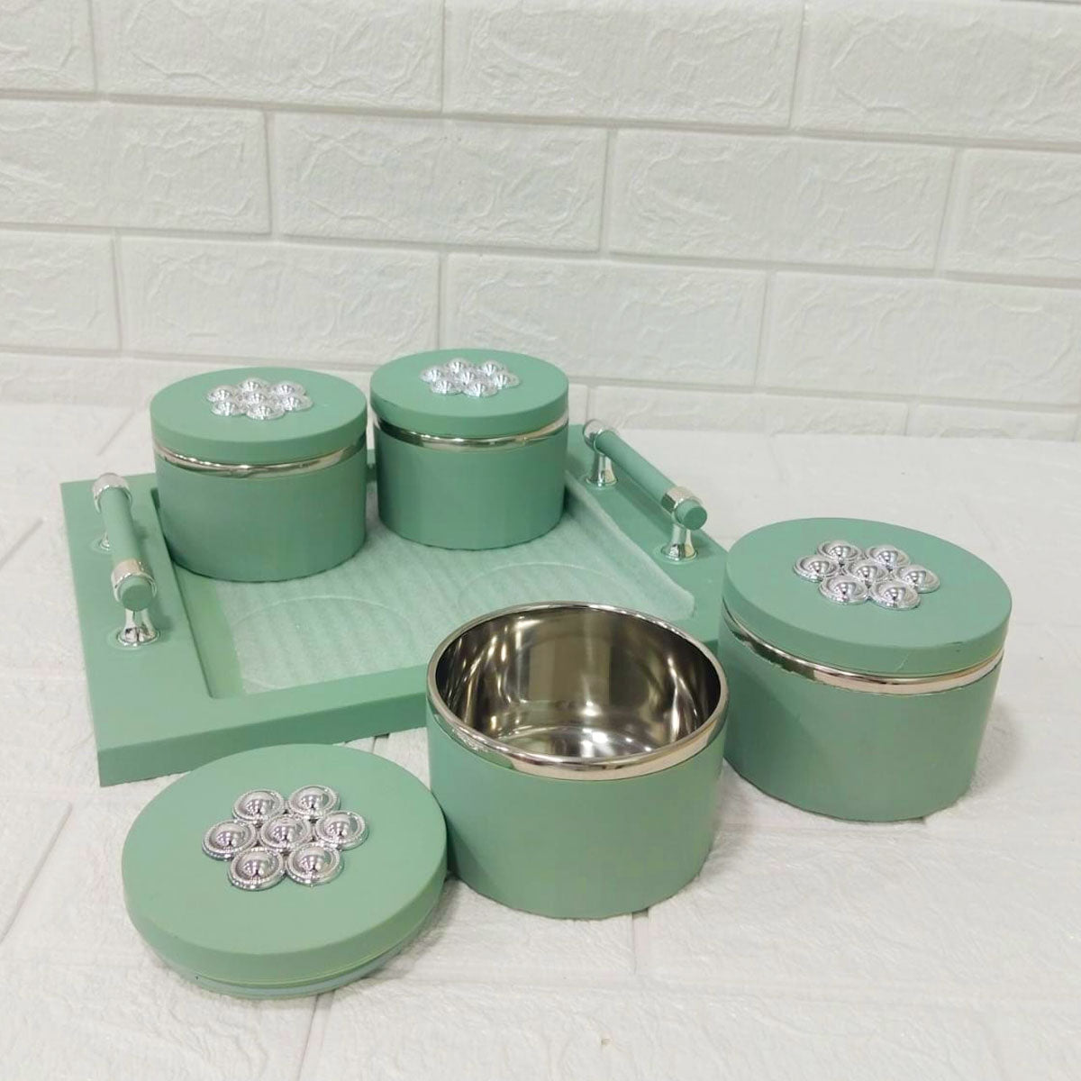 Rishabh Steel King Deluxe 4-Piece Multipurpose Container With Tray Set