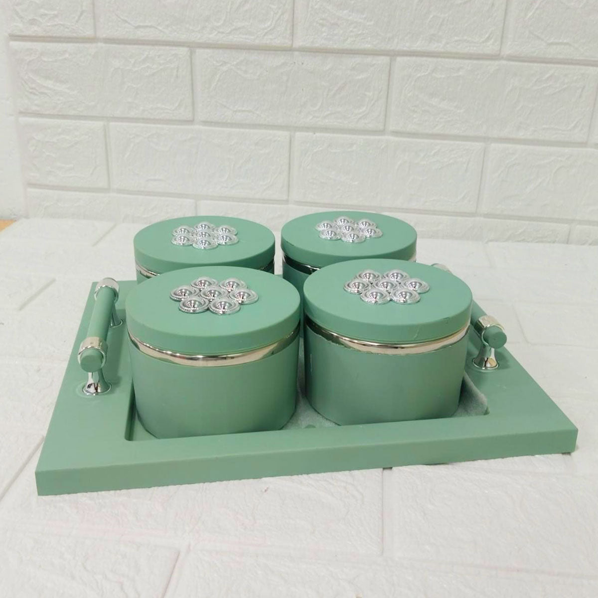 Rishabh Steel King Deluxe 4-Piece Multipurpose Container With Tray Set