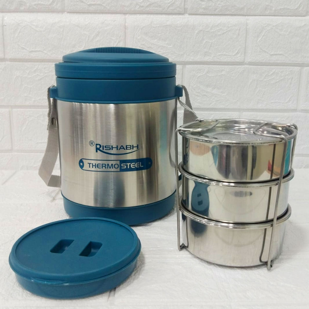 Rishabh Sivana 3 Thermo Steel Lunch Box with Virgin Plastic Outer Case