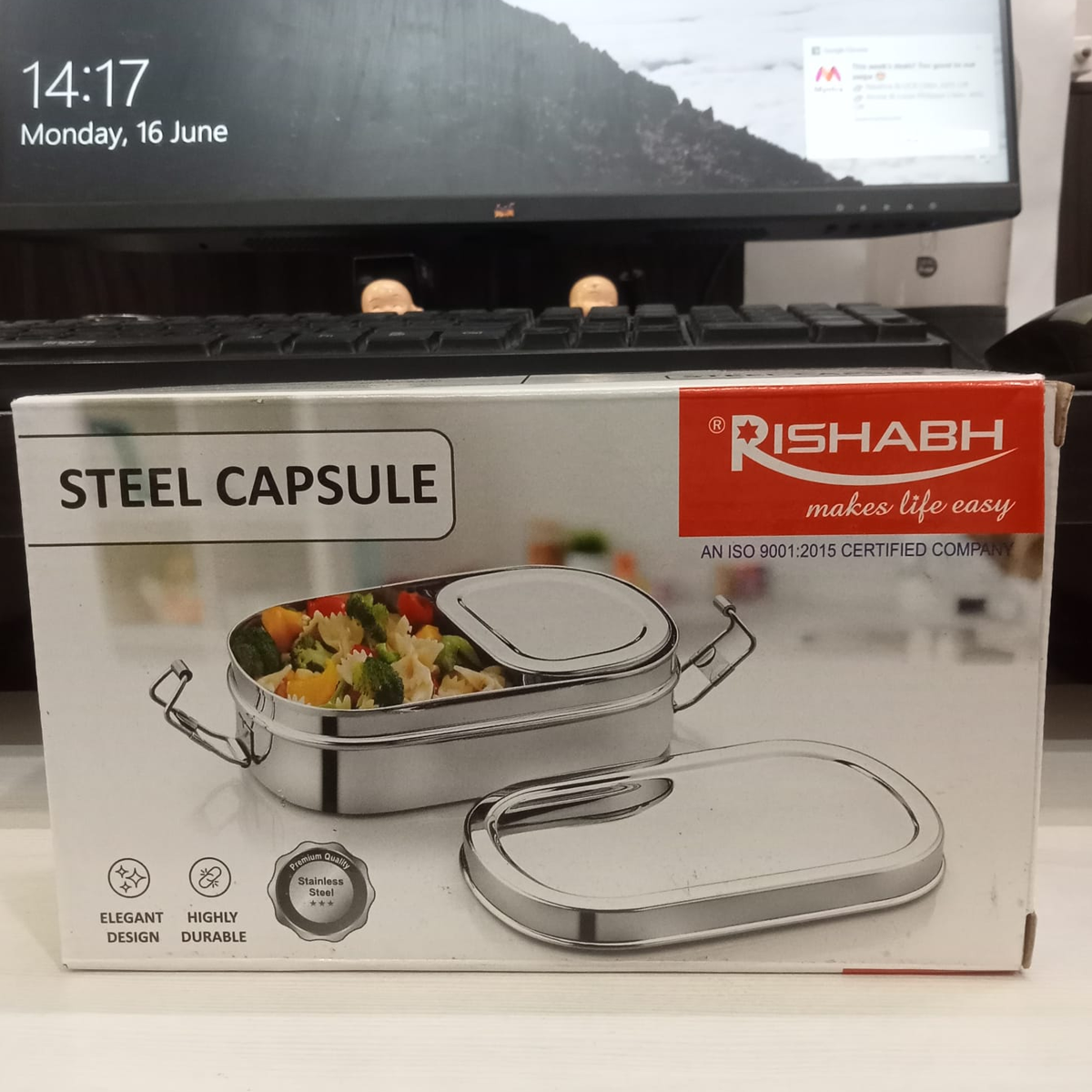 Rishabh Stainless Steel (Capsule) Lunchbox for School and Office