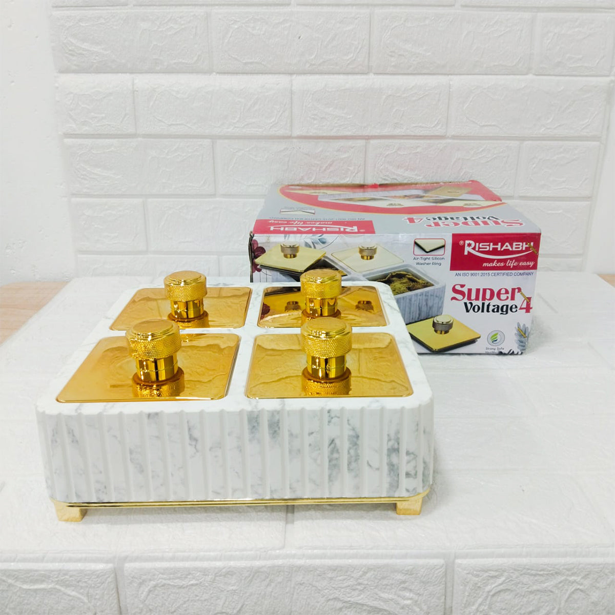 Rishabh Super Voltage 4 Multipurpose Container Set – Stylish & Trendy Airtight Square Storage