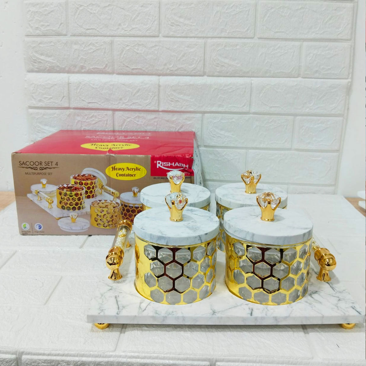 Rishabh Sacoor Set 4 Multipurpose Set | 4 Premium Containers with Serving Tray