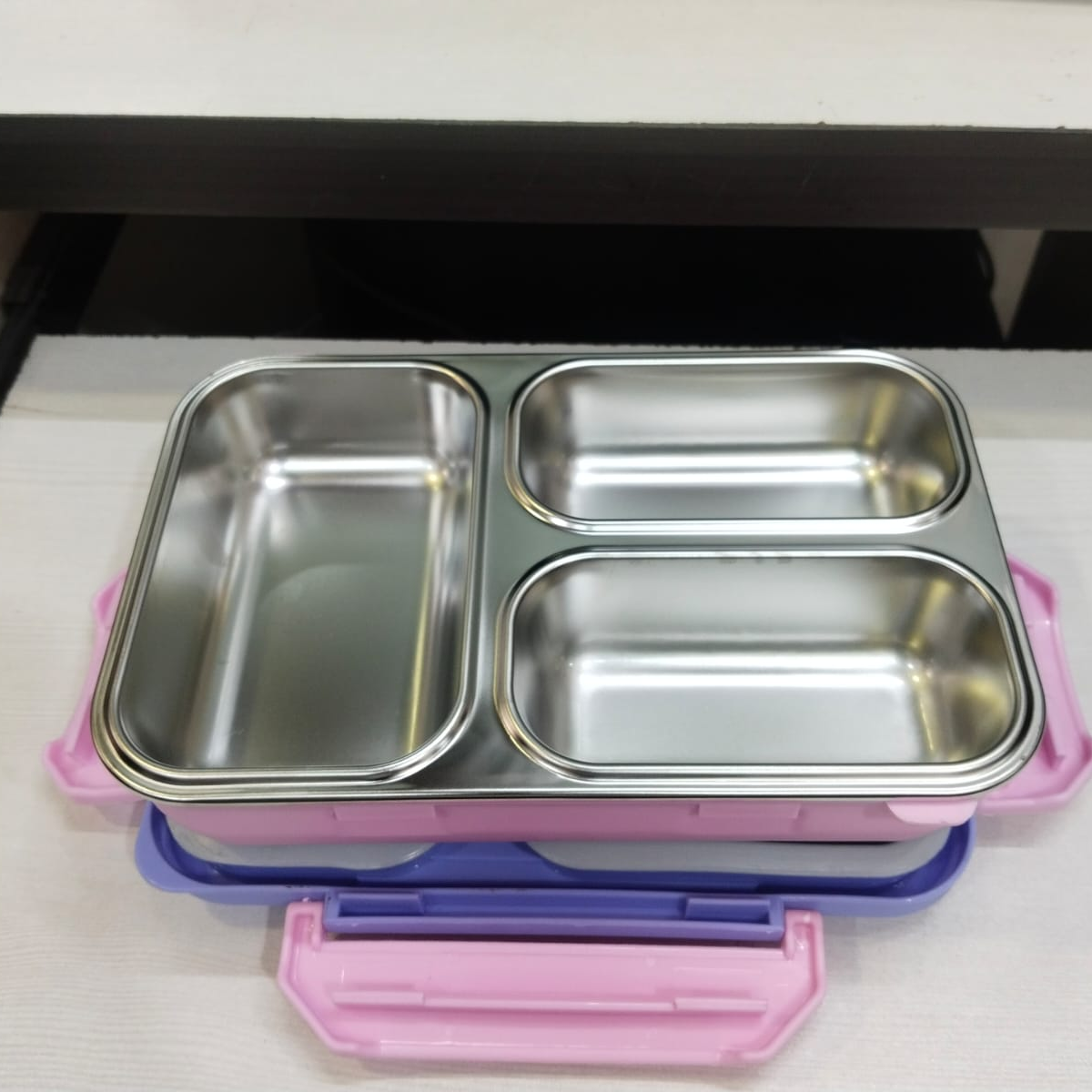 Rishabh Steel Brunch 3 Delight Lunchbox for School and Office