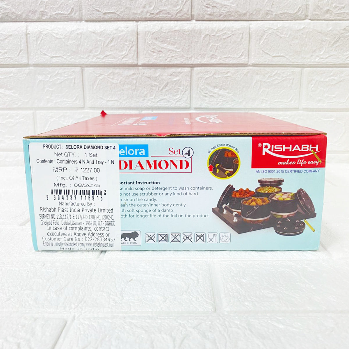 Rishabh Selora Diamond Container Set of 4 with Tray – Stylish & Trendy Storage Jars