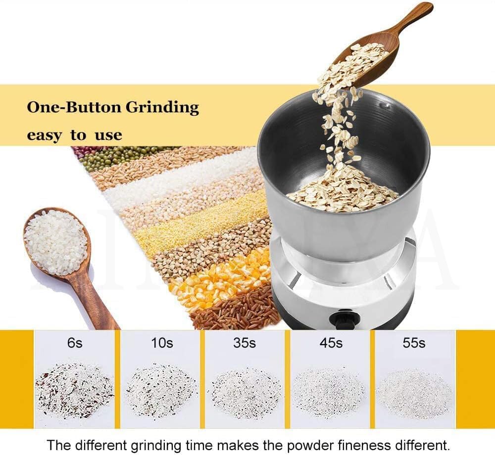 Mini Spice Coffee Grinder Electric Stainless Steel Fast Grinding Multifunction Smash Machine Dry Grain Mill Grinder for Spices Powder Seeds Rice Beans Seasonings