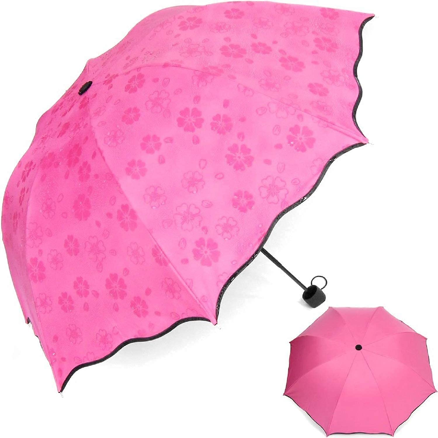 TLBS Magic Umbrella (Random Color wiil be provided) : 3 Fold Anti UV Protection,Triple Folding Mini Blossom Magic Compact Umbrella During Rain for Girls and Women