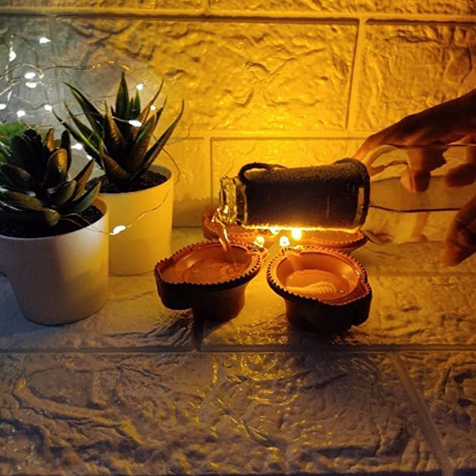 Water Sensor LED Diyas Candle with Water Sensing Technology E-Diya, Warm Orange Ambient Lights, Battery Operated