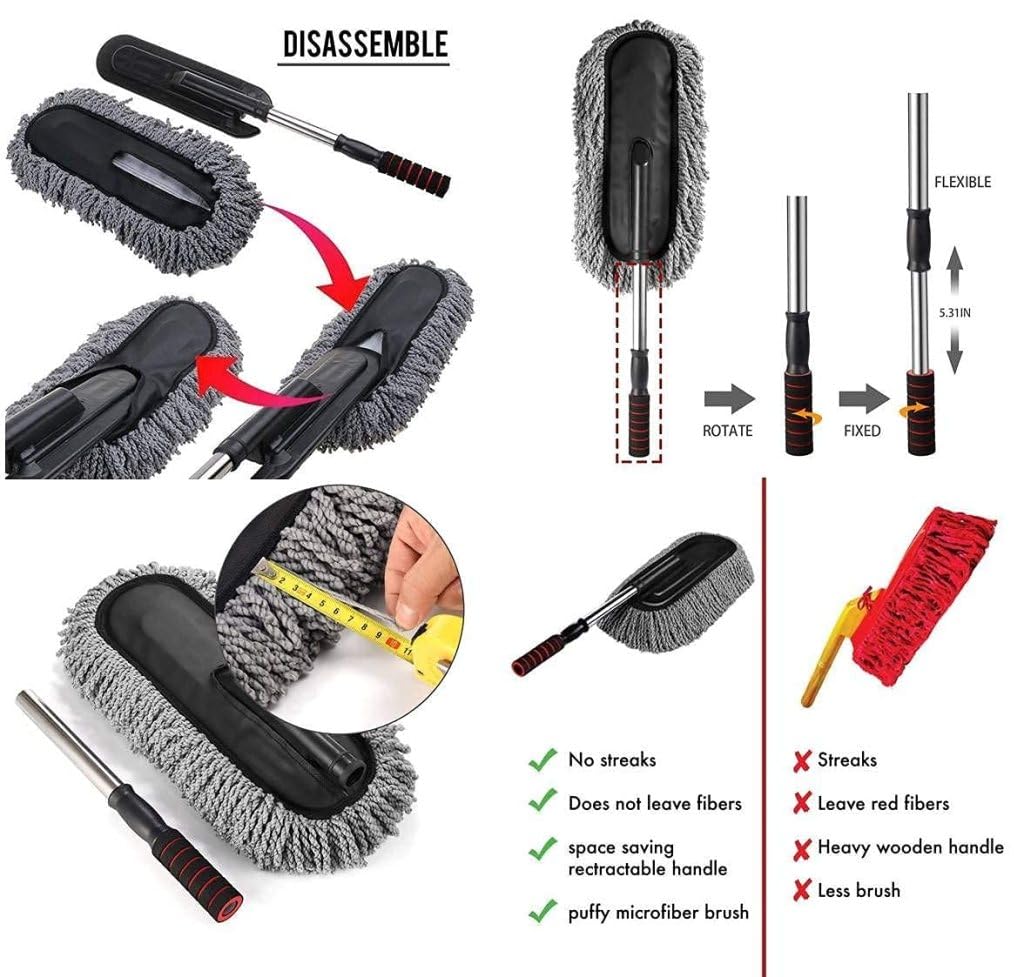 TLBS Car Duster, Extendable Long Handle Microfiber Car Cleaner Exterior Scratch Free Car Cleaning Tool