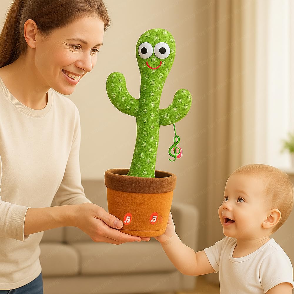 TLBS Dancing Cactus Toy for Babies Talking, Speaking, Recording | Repeat What You Say | Singing Electronic Pet for Toddlers | Swing and Sing Toy-Charger Cactus Toy Plant..