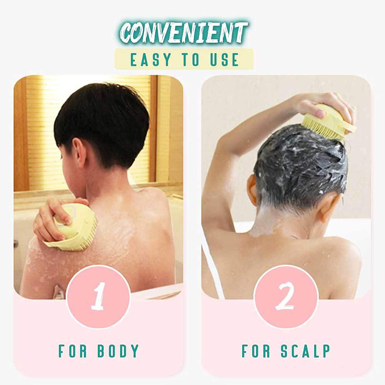 TLBS Silicone Massage Bath Body Brush Soft Silicone Bath Shower Massage Body Cleaning Bath Brush With Shampoo Dispenser