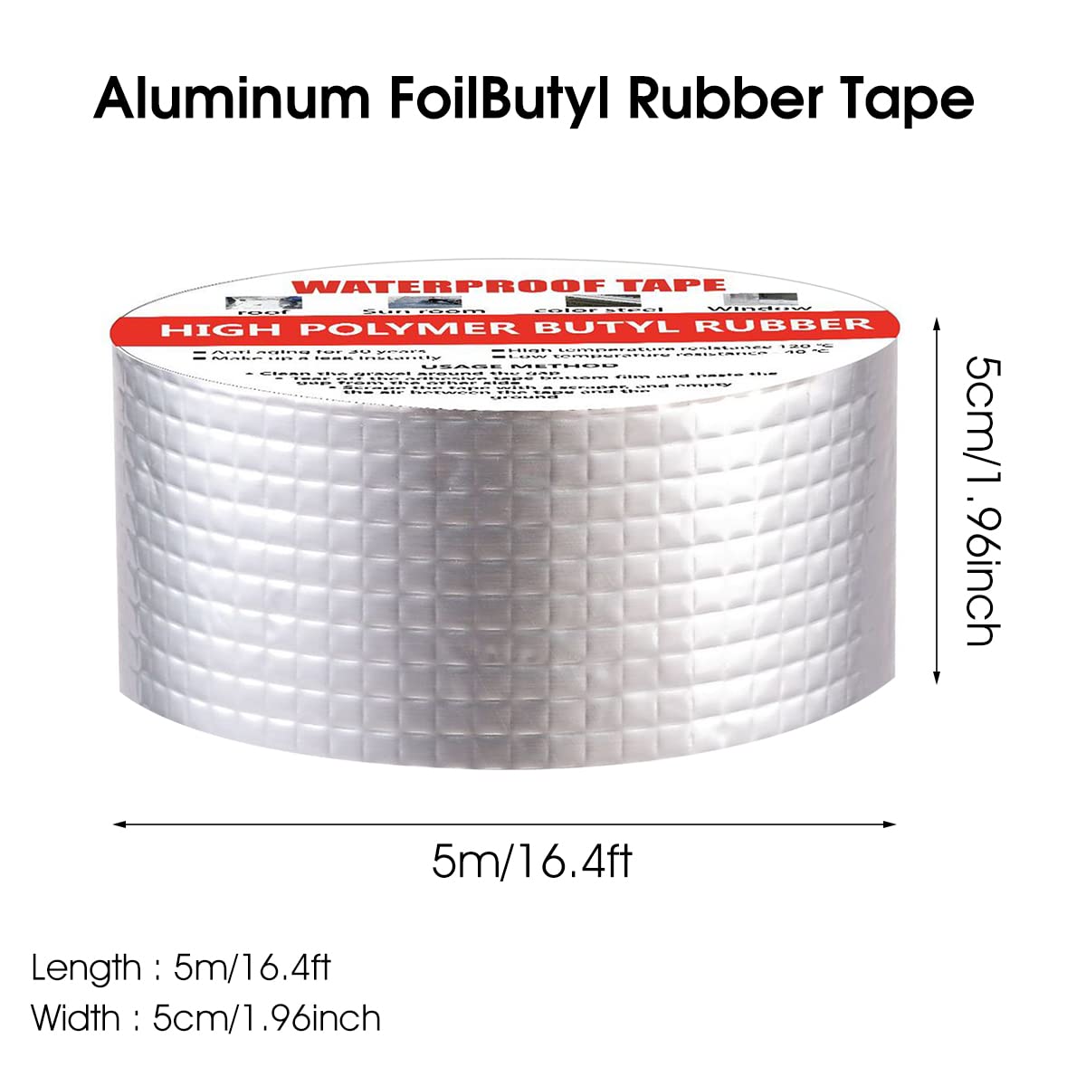 Waterproof Aluminium Rubber Tape for Leakage Repair, Hot & Cold Temperature Aluminium Foil Tape