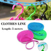 TLBS 5 Meters Windproof Anti-Slip Clothes Washing Line Drying Nylon Rope with Hooks 5 Meter Nylon Clothesline Rope