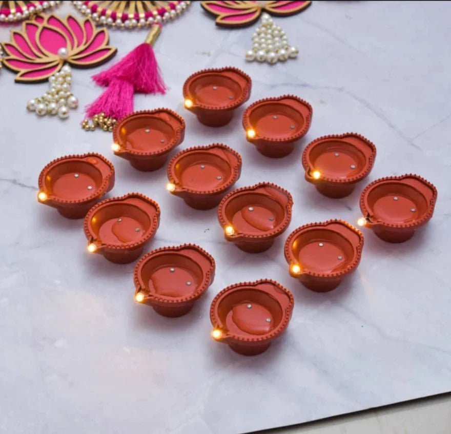 Water Sensor LED Diyas Candle with Water Sensing Technology E-Diya, Warm Orange Ambient Lights, Battery Operated