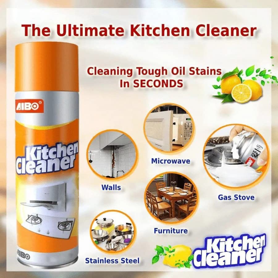 Multipurpose Bubble Foam Cleaner Kitchen Cleaner Spray Oil & Grease Stain Remover Chimney Cleaner Spray Bubble Cleaner All Purpose Foam Degreaser Spray