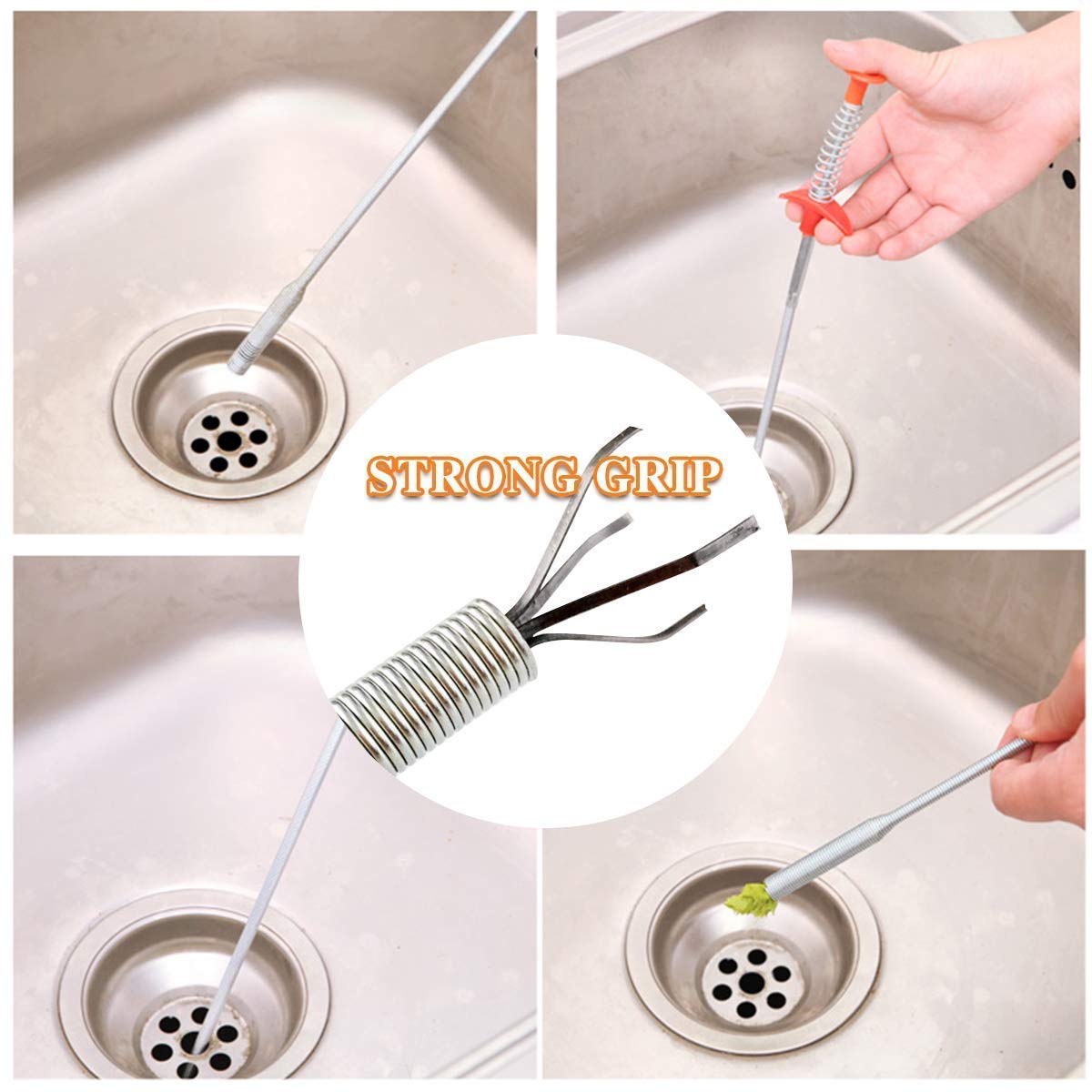 TLBS Metal Wire Brush Hand Kitchen Sink Cleaning Hook Sewer Dredging Device Spring Pipe Hair Dredging Tool