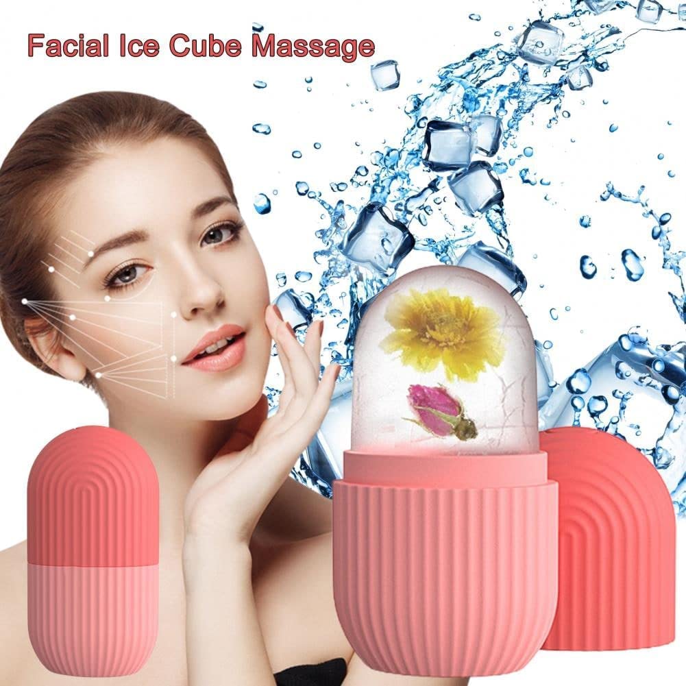 TLBS Ice Roller for Face and Eye,Food-Grade Leak-Proof Silicone Cube, Reusable Face Massage,Ice Mold for Face,Face Massager,Facial Beauty Ice Roller,Skin Care Tools