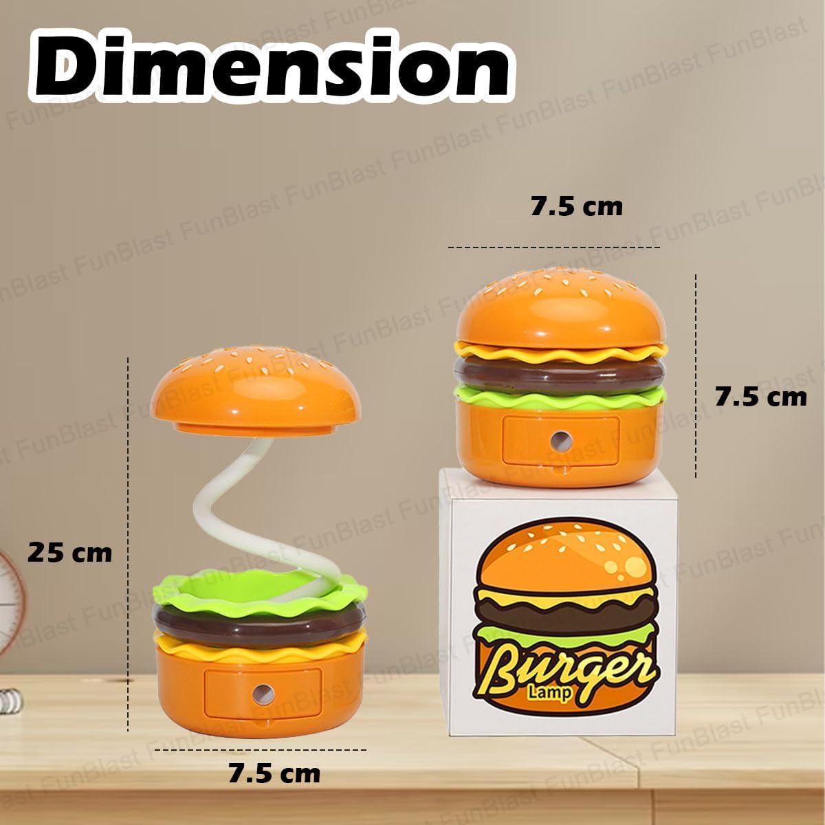 Table Lamp - Burger Design Desk Light For Kids & Adults, Rechargeable Desk Lamp With Pen Holder & Sharpener, Study Desk Light For Study Room/Home/Office (Aqua Green) - Plastic, Led