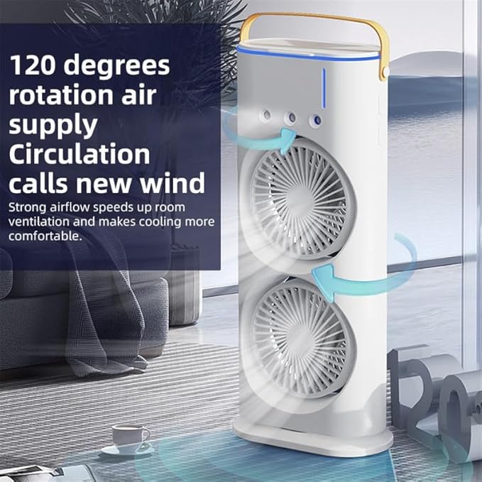 Double Ended Spray Fan, Desk Fan with Mist Spray, Travel Cooler Fan, Water Misting Fan, USB Rechargeable Mini Desktop Table Cooling Fan for Office
