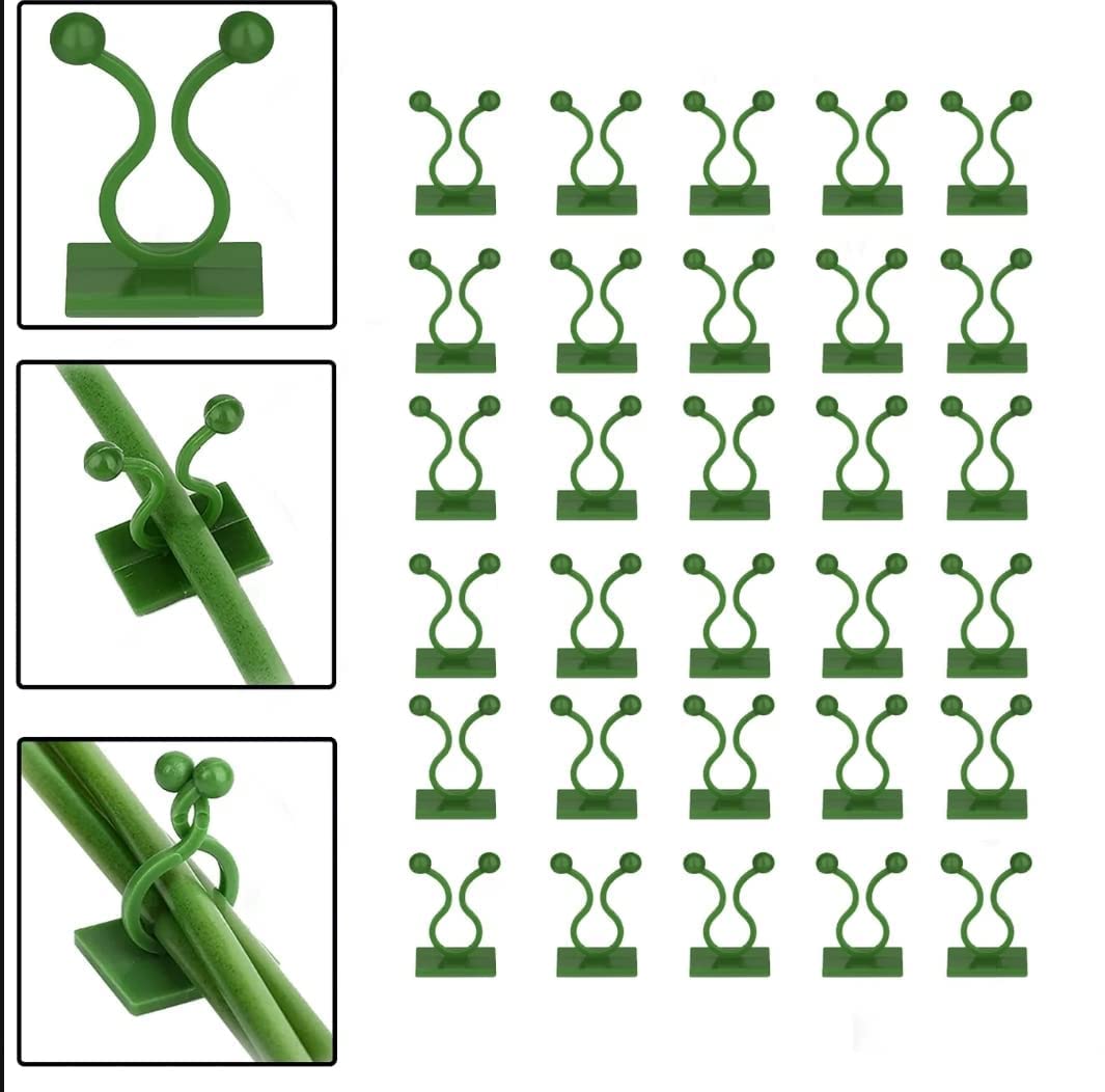 Tree Clip Plant Wall Climbing Fixing Clips, Reusable Self Adhesive Plant Support Garden Twist Clips (30 PCS)