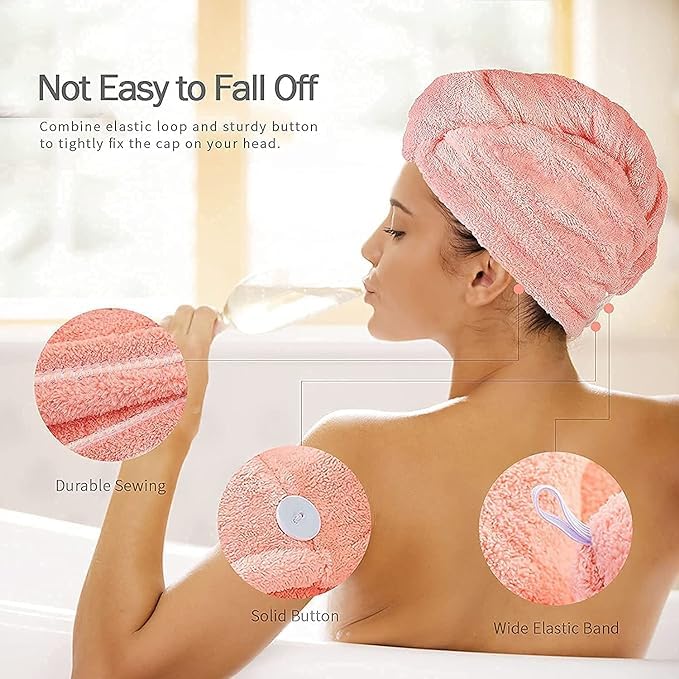 TLBS Hair Towel Wrap Absorbent Towel Hair-Drying Bathrobe Microfiber Bath Towel Hair Dry Cap Salon Towel