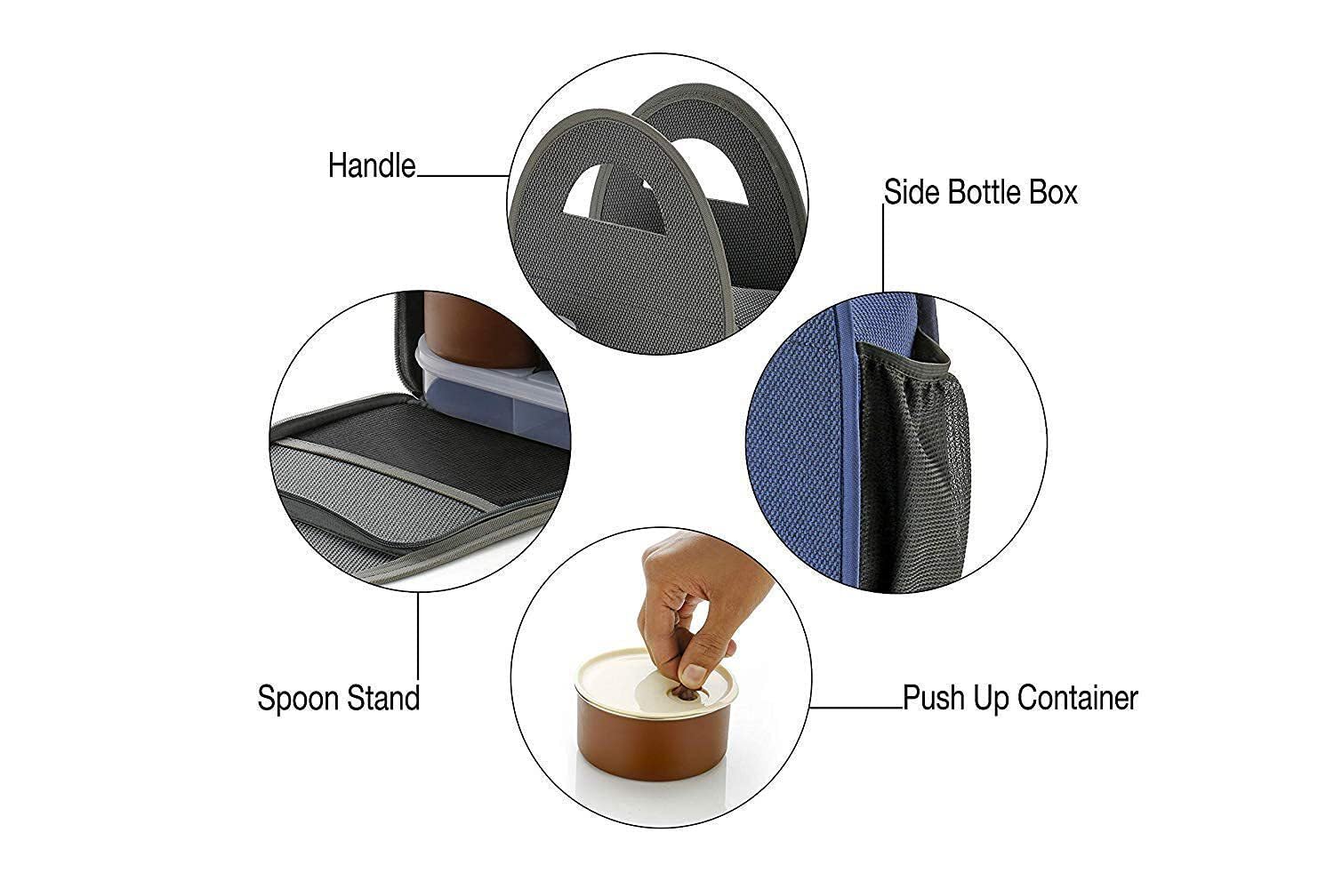 TLBS Stainless Steel Stylish Royal Steel Lunch Box Set,LickproofTiffine 4-Pieces,(3 Bowl with Airtight Lid) Black