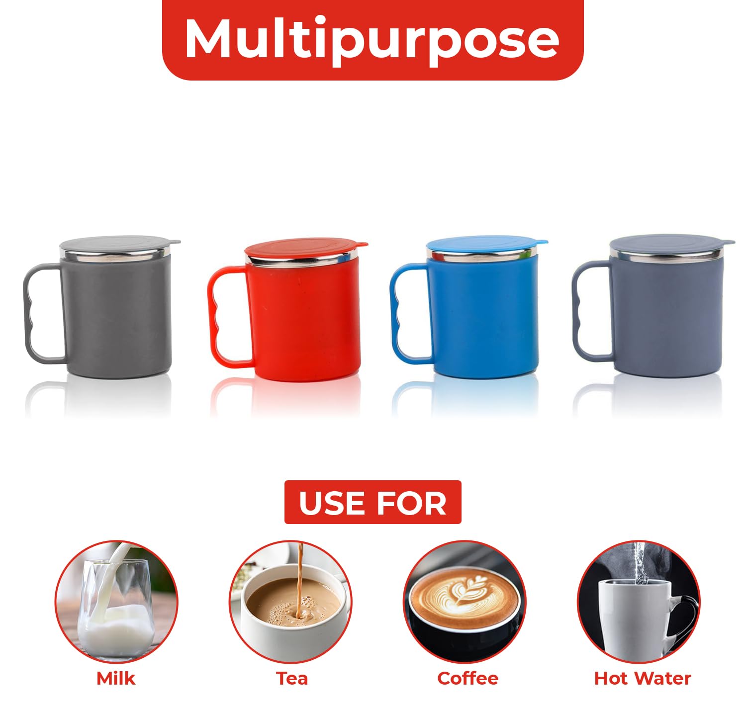 Coffee Mug with Lid Insulated Stainless Steel for Tea Milk Mug Inner Stylist Double Wall Cup for Home Office Restaurant Use