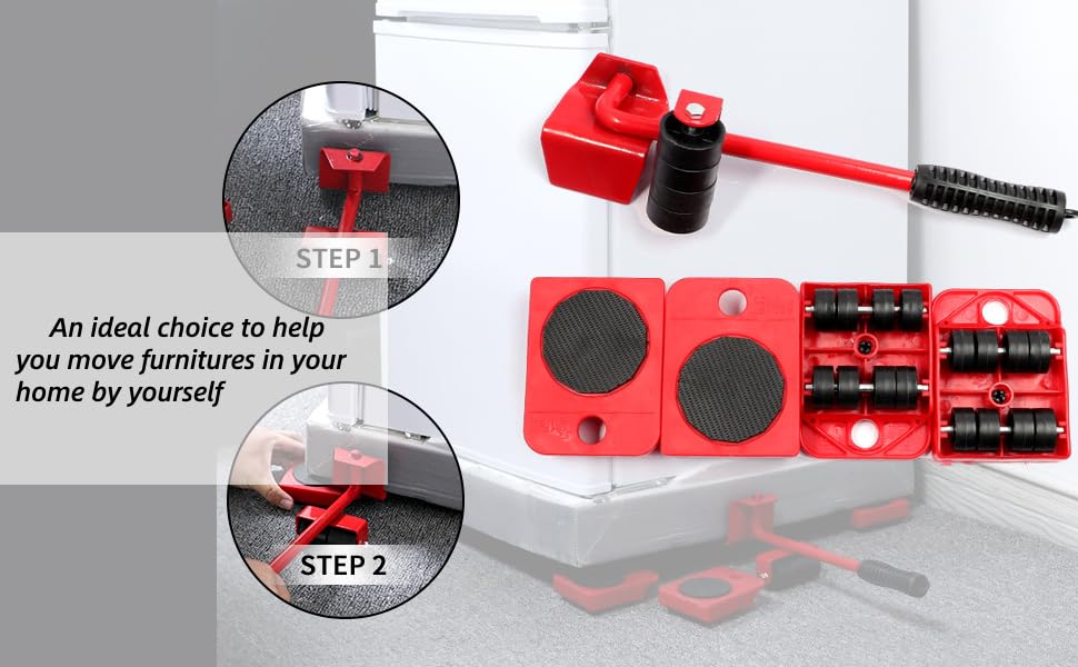 TLBS Furniture Lifter Mover Tool Set, Furniture Moving Roller Wheel Set for Washing Machines, Fridge,Sofa, Wardrobes Adjustable Height